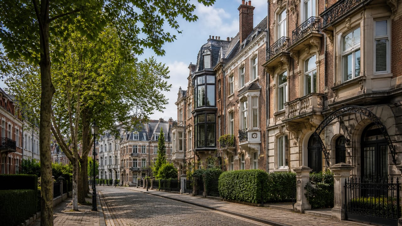 Vue caractéristique de Saint-Gilles (1060) à Bruxelles · maisons éclectiques et art nouveau 1900 · zone d'intervention plombier-chauffagiste Atmos Technics